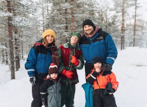 Family with elf at lapland